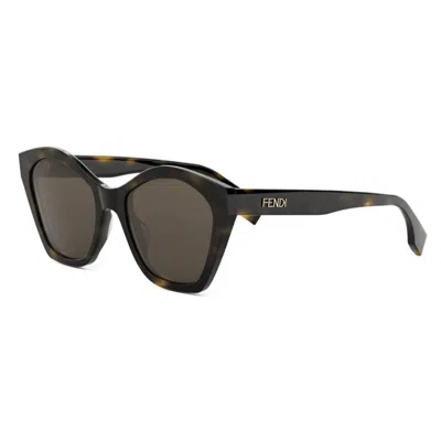 Fendi Brown Geometric Ladies Sunglasses Fe40175f 52e 56 In Blue