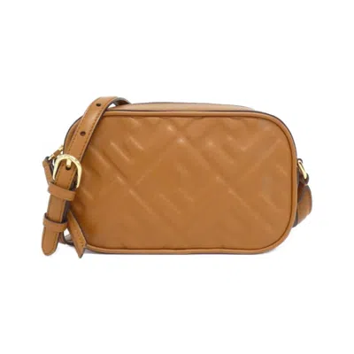 Pre-owned Fendi Brown Gold Brown Leather Shoulder Bag ()