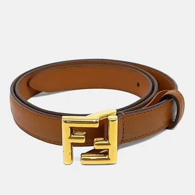 Pre-owned Fendi Brown Gold Tone Buckle Belt