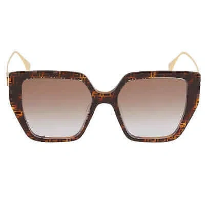 Pre-owned Fendi Brown Gradient Butterfly Ladies Sunglasses Fe40012u 55f 55 Fe40012u 55f 55