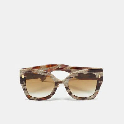 Pre-owned Fendi Brown Gradient Ff0434/c/s Printed Frame Butterfly Sunglasses