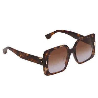 Pre-owned Fendi Brown Gradient Square Ladies Sunglasses Fe40036u 55f 53 Fe40036u 55f 53