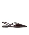 Fendi Fold Slingback Leather Flats In Brown
