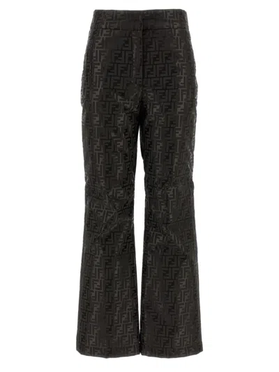 Fendi Brown High Waisted Logo Pants In Black
