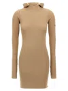Fendi Hooded Mini Dress In Brown