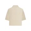 Fendi Women Beige Shirt With Classic Collar And Front Zip Closure In Chambray Ff Woman In Brown