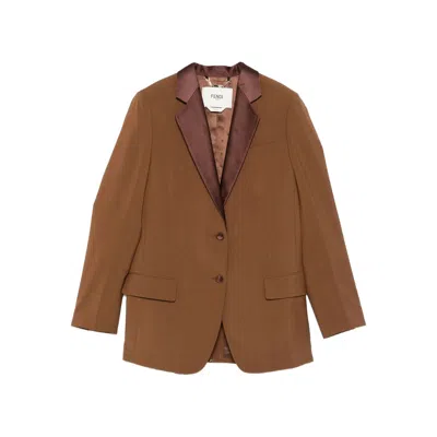 FENDI FENDI BROWN JACKETS - BLAZERS WOMEN