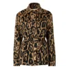 Fendi Women Multicolor Coat With Ff Buckled Belt On The Front And All-over Leopard Motif In Wool Ble In Multi