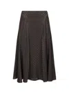 Fendi Women Midi Ff Jacquard Silk Skirt In Brown
