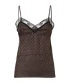 Fendi Jacquard Ff Lace-trimmed Top In Brown