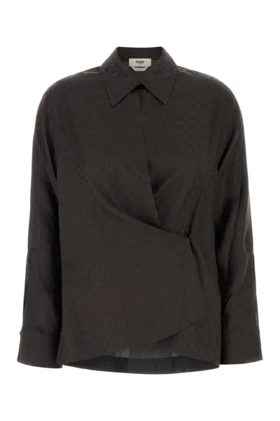 Fendi Brown Jacquard Shirt