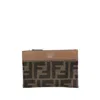 Fendi Monogram-print Leather Cardholder In Brown