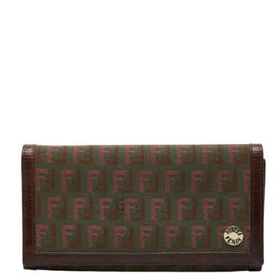 Pre-owned Fendi Brown Khaki Leather Coin Purse/coin Case () In Brown, Khaki