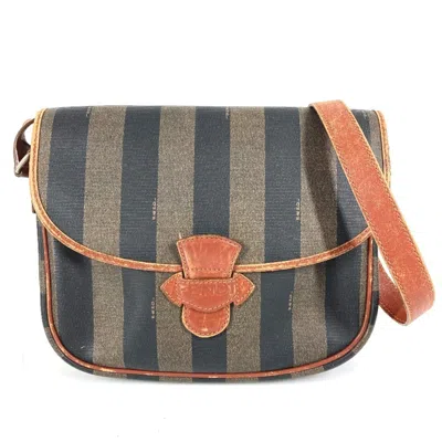 Pre-owned Fendi Brown Khaki Pvc Leather Pochette Shoulder Bag () In Brown, Khaki