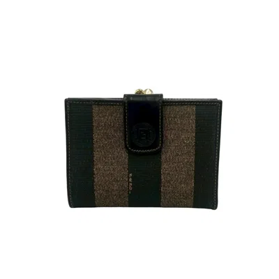 Pre-owned Fendi Brown Khaki Pvc Leather Wallet (bi-fold) () In Multi