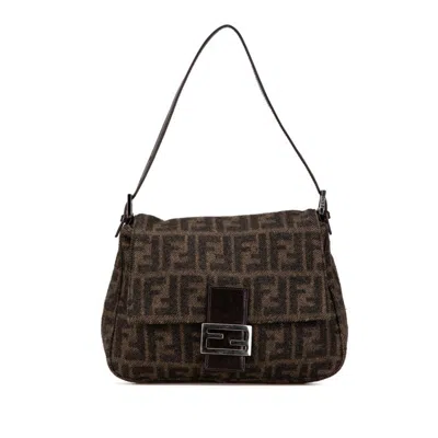 Pre-owned Fendi Brown Khaki Wool Leather Shoulder Bag ()