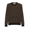 Fendi Logo Pattern Sweater In Brown