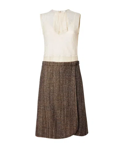 Fendi Brown Lace And Wool Dress