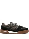 Fendi Match Suede Sneakers With Jacquard Ff Fabric Inserts In Brown