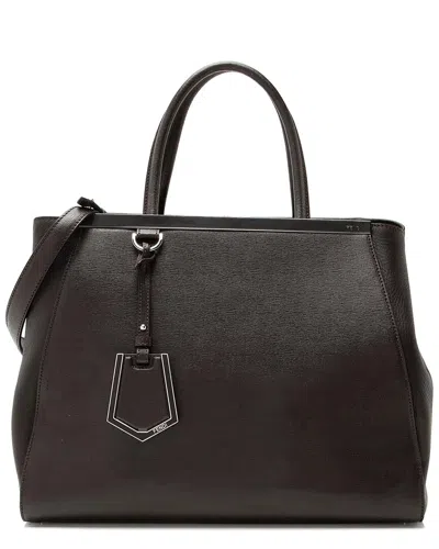 Fendi Brown Leather 2jours Medium Tote (authentic Pre-loved) In Black