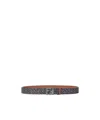 Fendi Brown Leather And Black Ff Canvas Reversible Belt