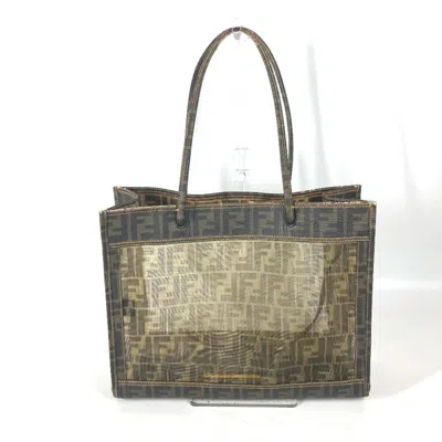 Pre-owned Fendi Brown Leather Beach Bag Pouch Shoulder Bag Tote Bag ()