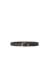 Fendi Adjustable Leather Belt Gold-tone Buckle In Black