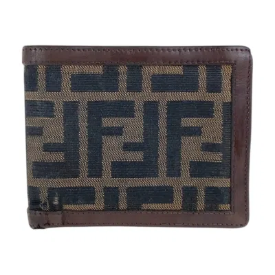 Pre-owned Fendi Brown Leather Canvas Wallet (bi-fold) ()