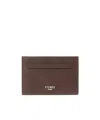 Fendi Brown Leather Cardholder In Brown