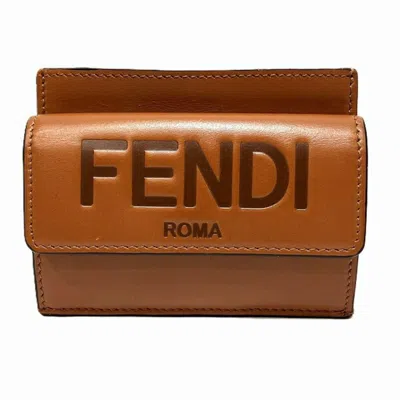 Pre-owned Fendi Brown Leather Coin Purse/coin Case ()