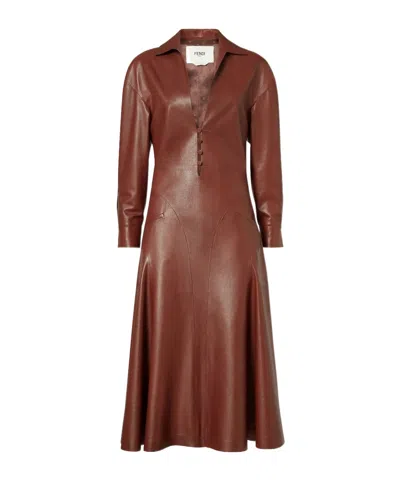 Fendi Brown Leather Dress