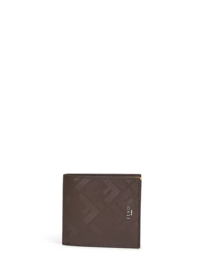 Fendi Brown Leather  Shadow Wallet