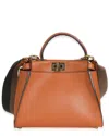 Fendi Brown Leather Ff Embroidered Mini Peekaboo Iconic Satchel (authentic  Pre-loved) In Brown