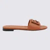 Fendi Baguette Leather Slides With Macro Selleria Topstitches In Brown