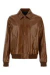 Fendi Leather Jacket Collared Design Front Pockets In Brown