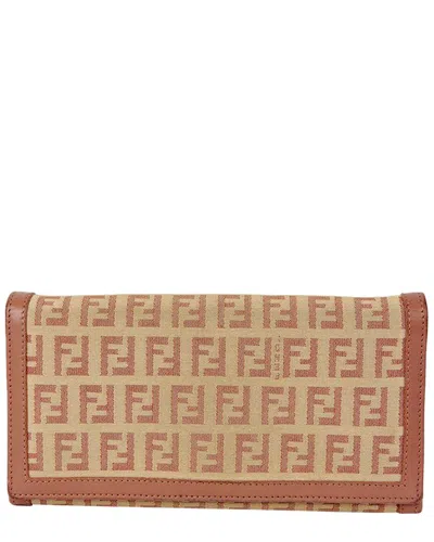 Pre-owned Fendi Brown Leather Juka Long Wallet (authentic Pre-loved)