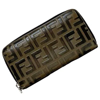 Pre-owned Fendi Brown Leather Long Wallet (bi-fold) ()