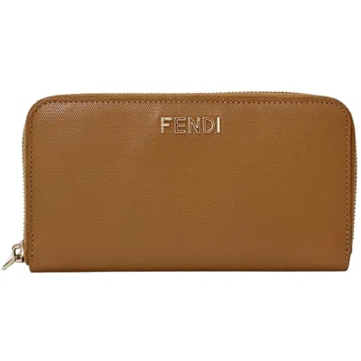 Pre-owned Fendi Brown Leather Long Wallet (bi-fold) ()