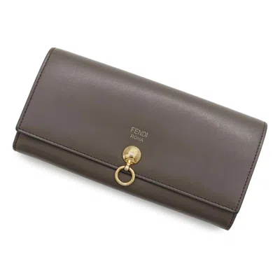 Pre-owned Fendi Brown Leather Long Wallet (bi-fold) ()