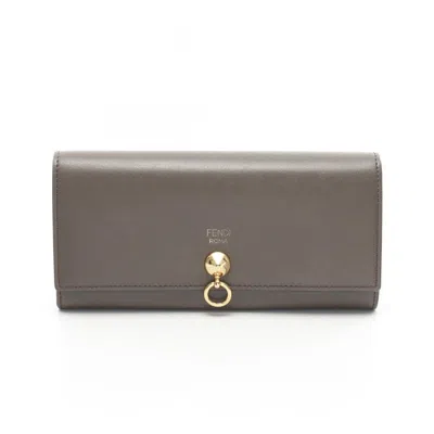 Pre-owned Fendi Brown Leather Long Wallet (bi-fold) ()