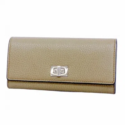 Pre-owned Fendi Brown Leather Long Wallet (bi-fold) ()
