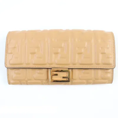 Pre-owned Fendi Brown Leather Long Wallet (bi-fold) ()