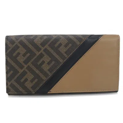 Pre-owned Fendi Brown Leather Long Wallet (bi-fold) ()