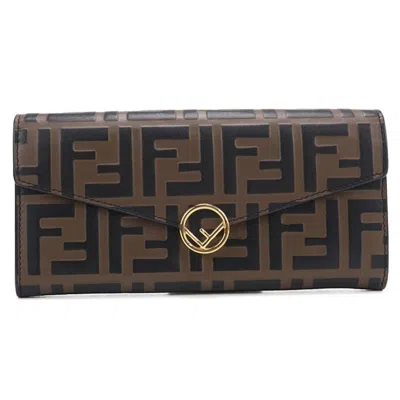 Pre-owned Fendi Brown Leather Long Wallet (bi-fold) ()