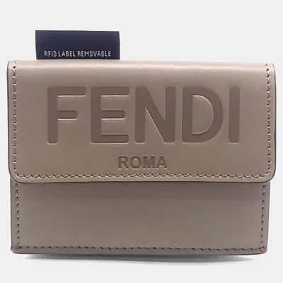 Pre-owned Fendi Brown Leather Micro Trifold Wallet (8m0395)