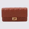 Fendi Sienna Leather Baguette Mini Bag In Brown