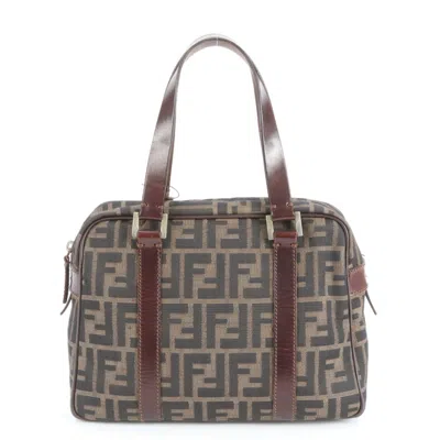 Pre-owned Fendi Brown Leather Nylon Handbag Tote Bag ()