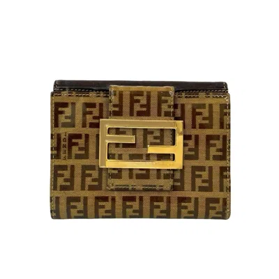 Pre-owned Fendi Brown Leather Patent Leather Wallet (bi-fold) ()