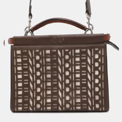 Pre-owned Fendi Brown Leather Peekaboo Fit Mini Bag