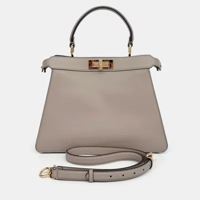 Pre-owned Fendi Brown Leather Peekaboo I See U Medium